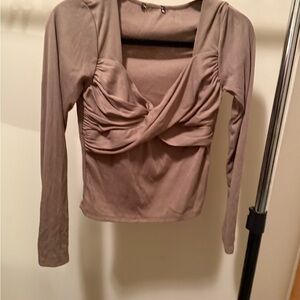 Elegant Taupe Long Sleeve Top